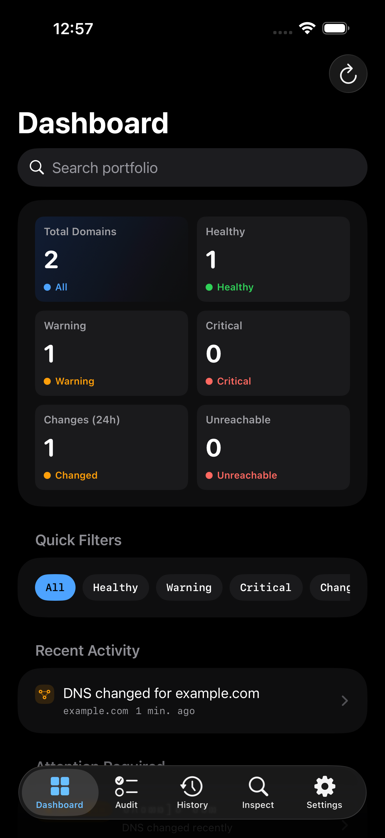 Saved domains